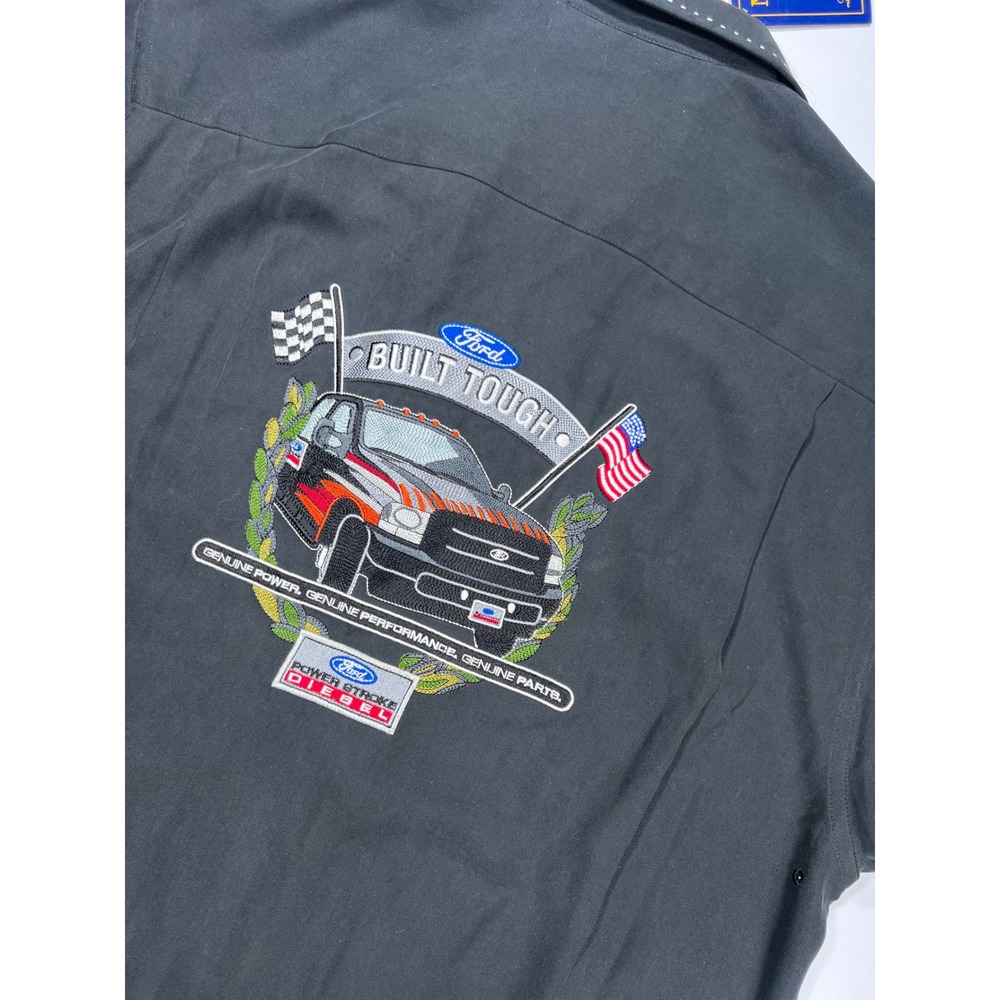 Nat Nast Ford Power Stroke Diesel Shirt Mens S Black Silk Embroidered Camp New - Picture 7 of 9